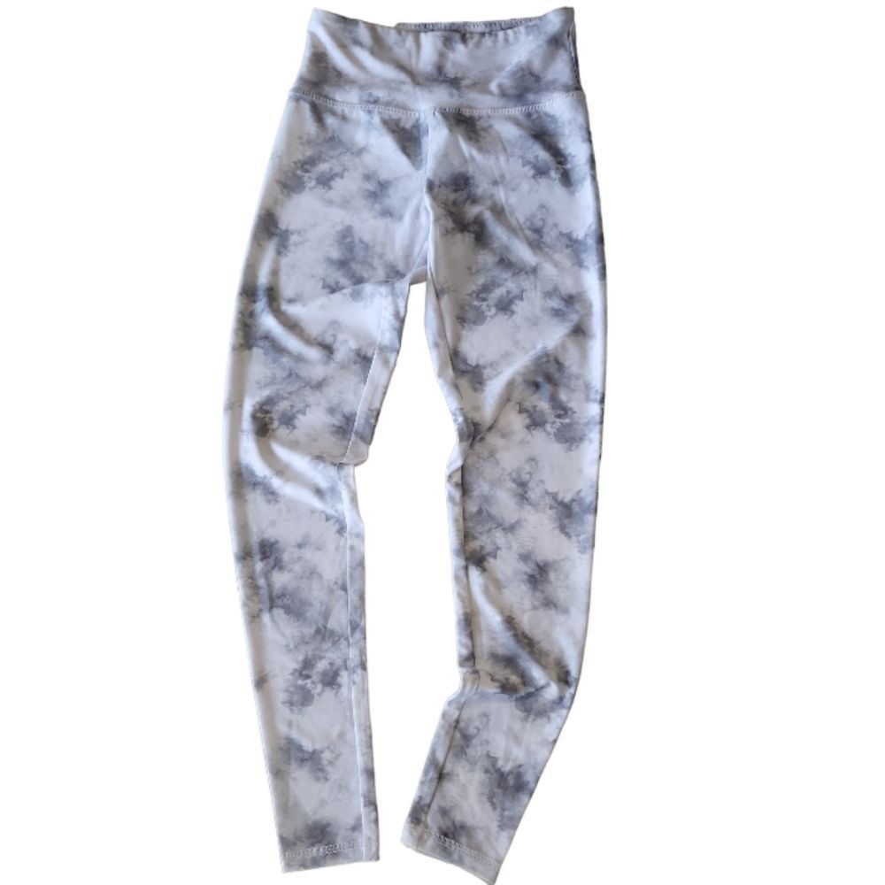 FOREVER 21 White/Grey High-Rise Long Polyester‎ Spandex Leggings Size XS